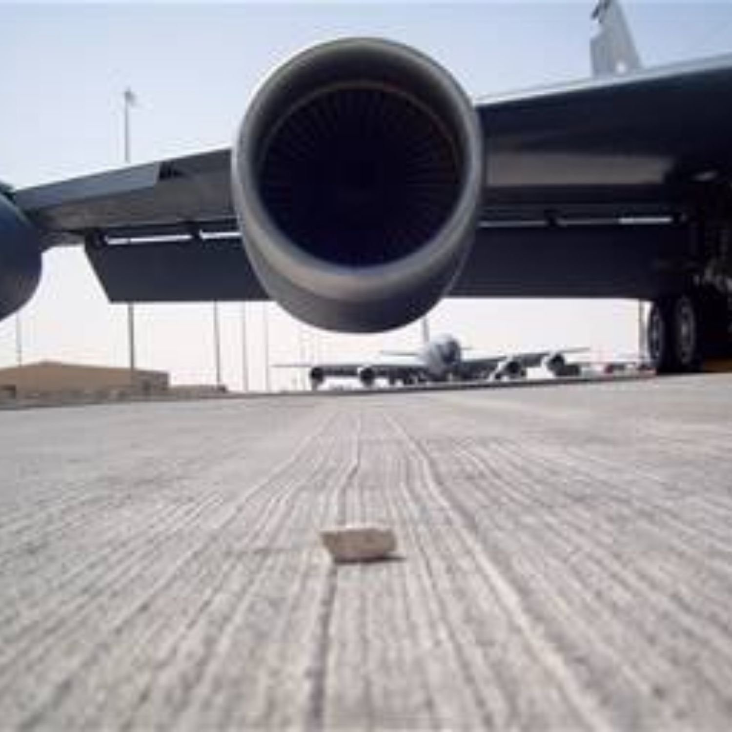 FOD Under a Jet Engine Runway sweeper