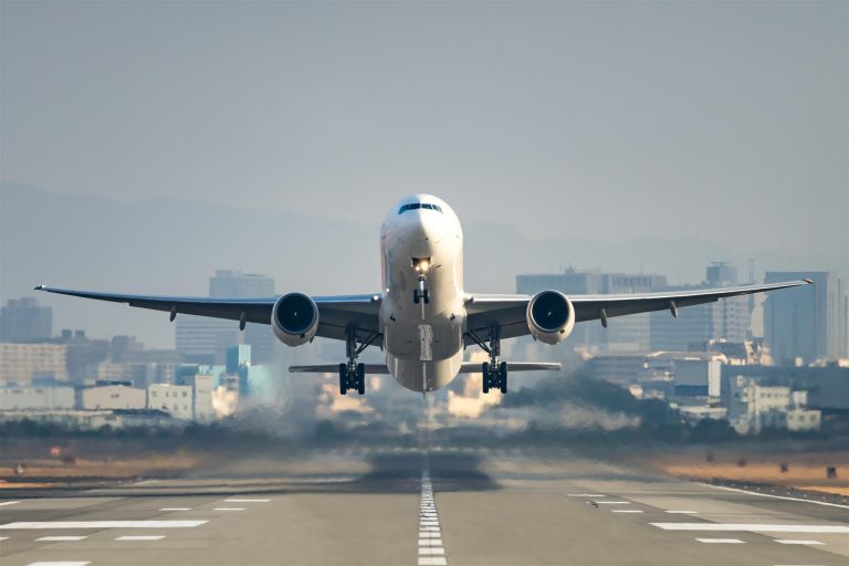 An airplane taking off