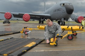 Man setting up Fod Boss at military airport