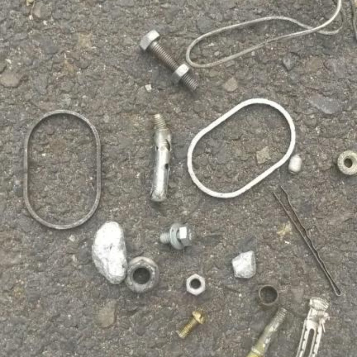 various debris found on racetrack