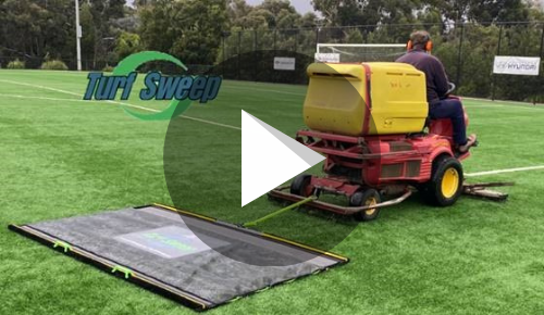 ARTIFICIAL GRASS/TURF SWEEPER Towed With Logo and Play Button